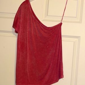 ❗️NWOT❗️AE “soft & sexy T” off the shoulder, pink, mineral washed, stretchy